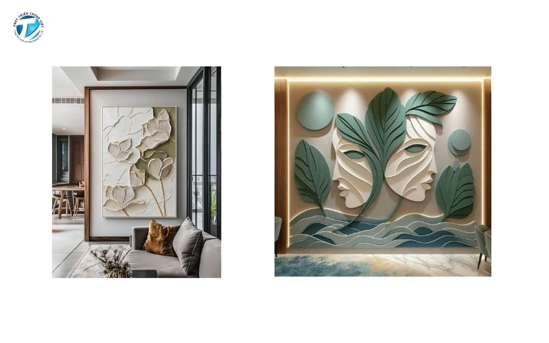 Tranh 3D phòng khách hiện đại, trừu tượng